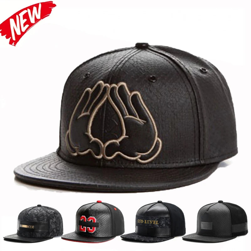 Kpop Adult Fashion Brand Leather Cap Unisex Style